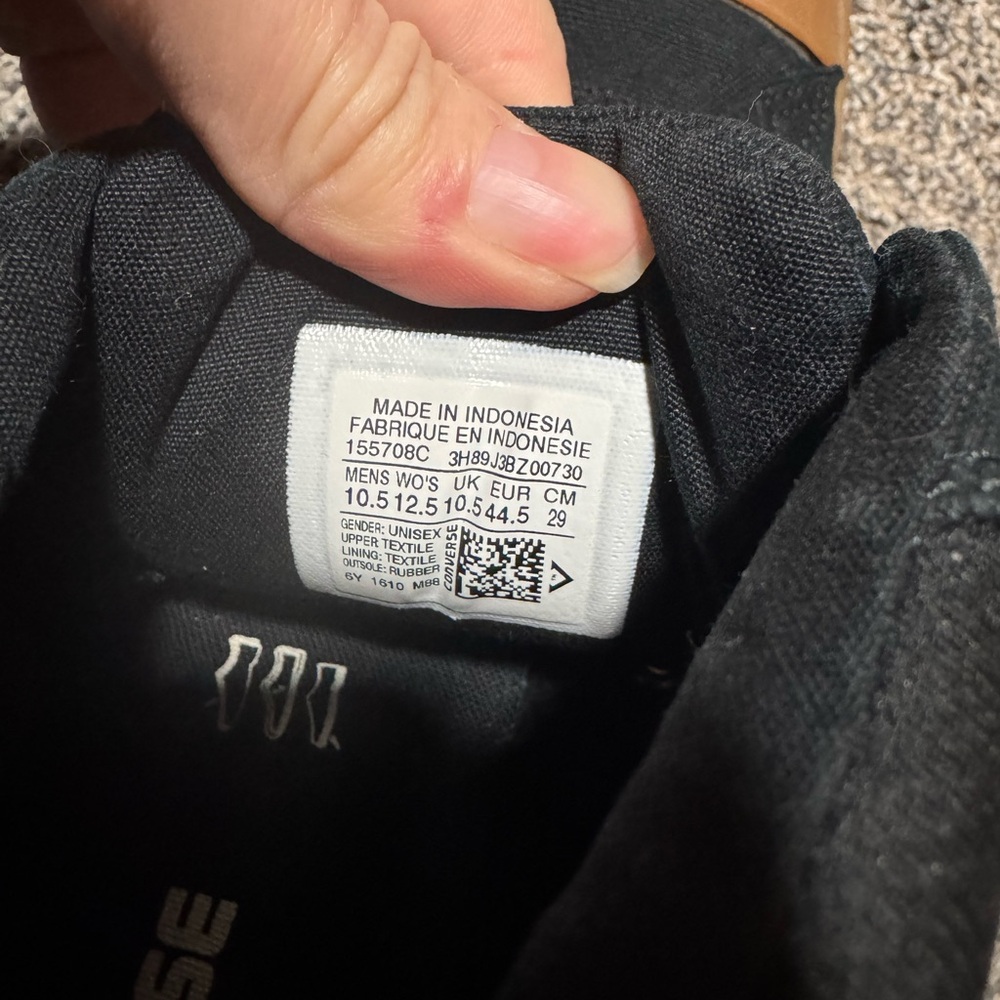 Unisex High Top Black Converse M 10.5 - Picture 6 of 10